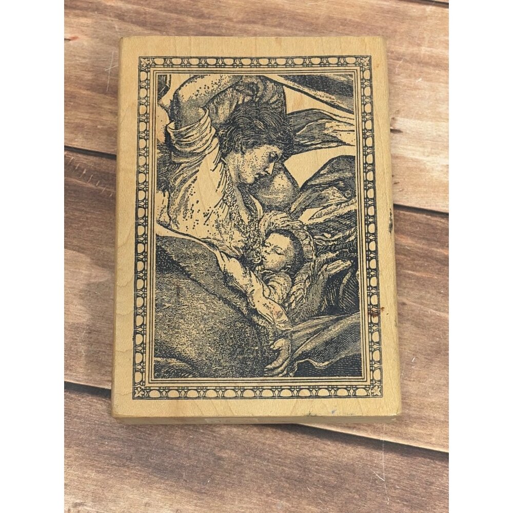 MAGENTA 17056-Q MOTHER & CHILD SLEEPING WOOD MOUNTED RUBBER STAMP